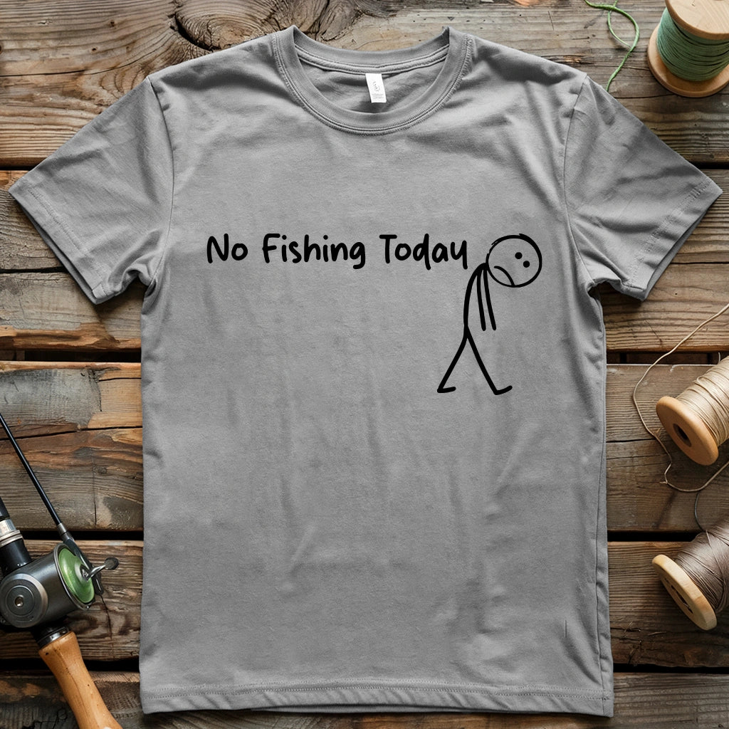 alt=Lightweight cotton T-shirt for anglers with funny No Fishing Today design – fisherman novelty wear