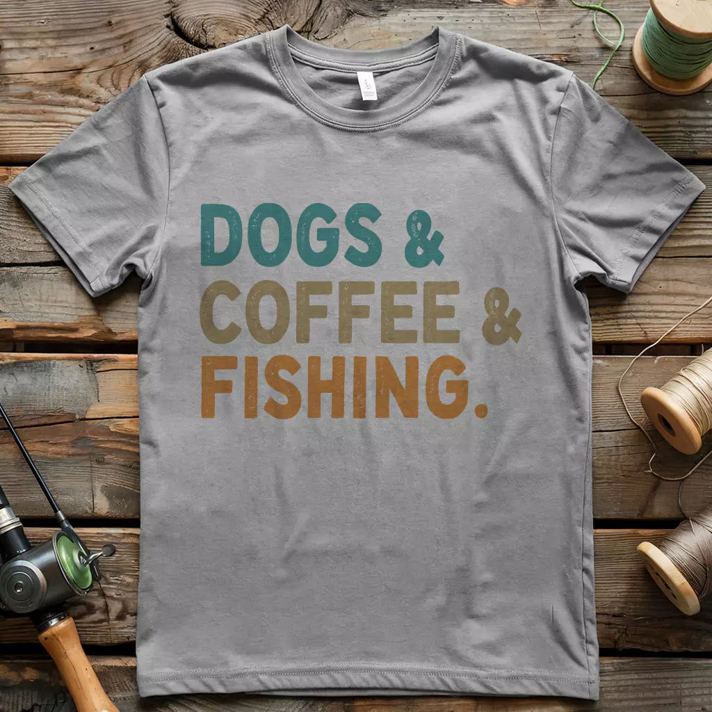 Dog & Coffee & Fishing T-shirt