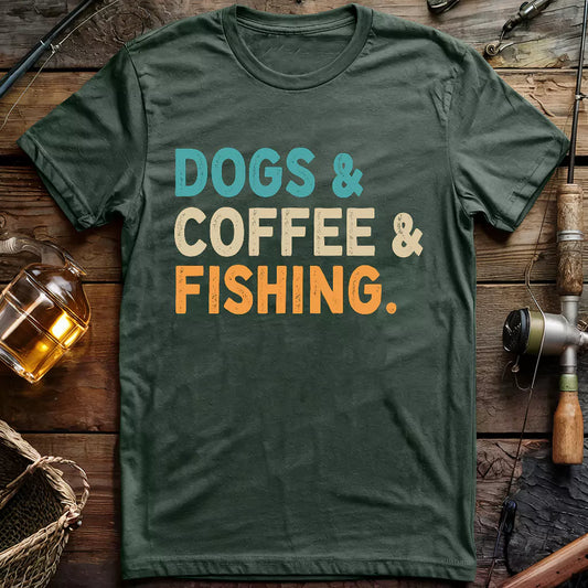 Dog & Coffee & Fishing T-shirt