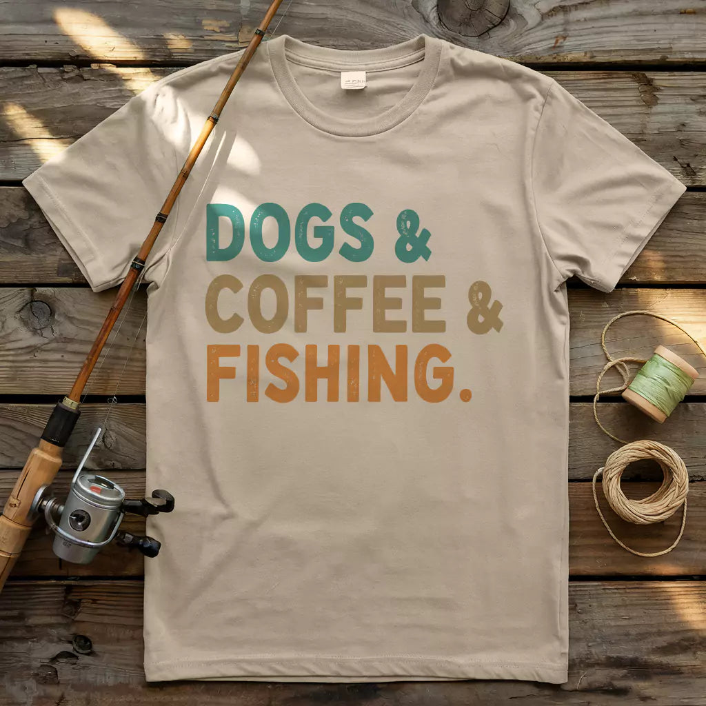 Dog & Coffee & Fishing T-shirt