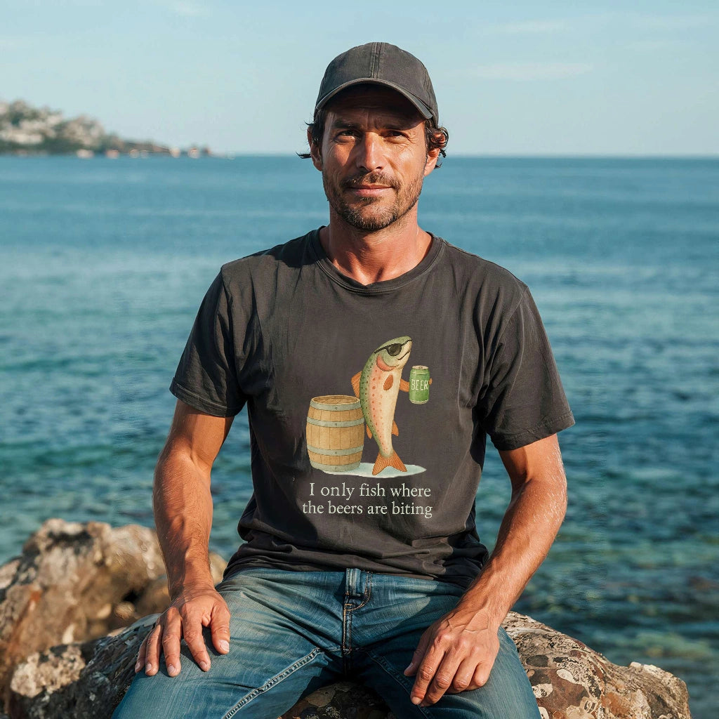I only fish where the beers are biting T-shirt
